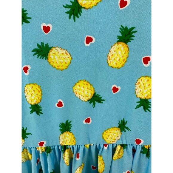 Dotdotsmile Girls Dress Size 2T Blue with Yellow Pineapples Print NWT - Picture 2 of 3